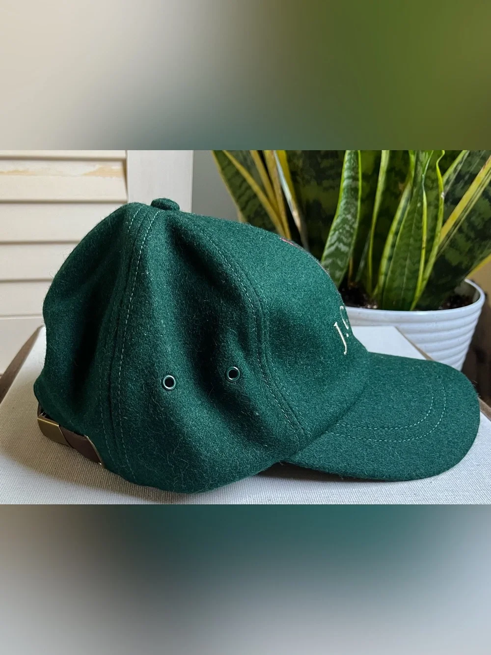 NWT J CREW Heritage Embroidered Oarsman Wool Baseball Cap w/Leather Backstrap